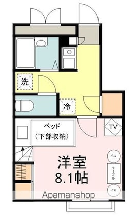 グリーンヒル北仙台[1K/24m2]の間取図