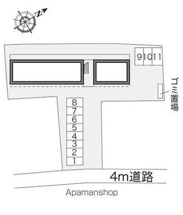 レオパレスエル・ビエント[1K/19.87m2]の配置図