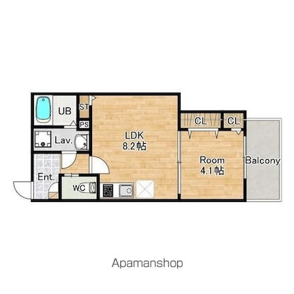 大阪府岸和田市春木宮川町[1LDK/31.23m2]の間取図