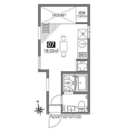 祖師谷アパートメントＥ[1R/18.5m2]の間取図