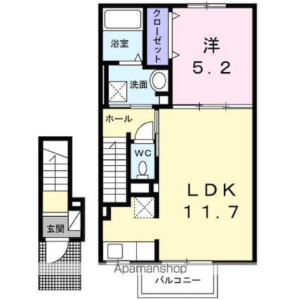 フルラージュ[1LDK/43.32m2]の間取図