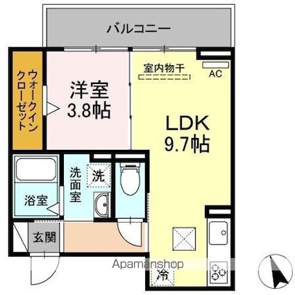 アエルビーレ[1LDK/34.98m2]の間取図
