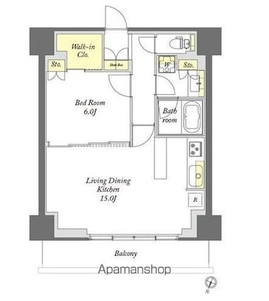 プライムメゾン千葉新町[1LDK/51.2m2]の間取図