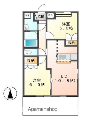 サンチェリーフィールド[2LDK/54m2]の間取図