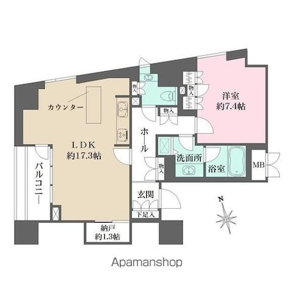 パークハウス芝タワー[1LDK/63.24m2]の間取図