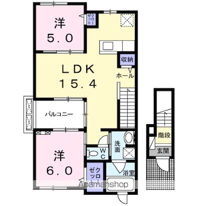 マナ・エヴァル[2LDK/59.55m2]の間取図