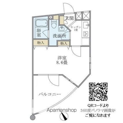 ユンヌフィーユ[1K/26.92m2]の間取図