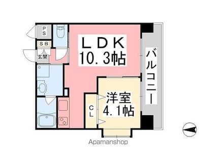フェニックス本町[1LDK/34.48m2]の間取図