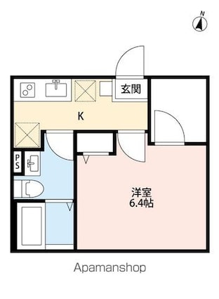 ラフレーズゆりの木[1K/22.03m2]の間取図