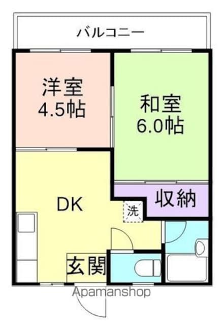 和歌山県和歌山市福島[2DK/37.26m2]の間取図