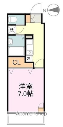 リバーシティ上杉[1K/26.65m2]の間取図