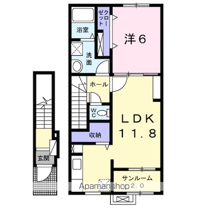 カーサ　ヴェルデ[1LDK/52.37m2]の間取図