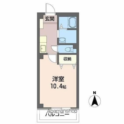 ロータス伏石[1K/32.04m2]の間取図