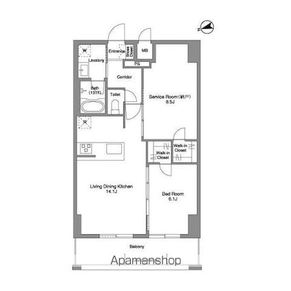 Ｐｒｉｍａ　Ｓｔｅｌｌａ[1SLDK/62.13m2]の間取図