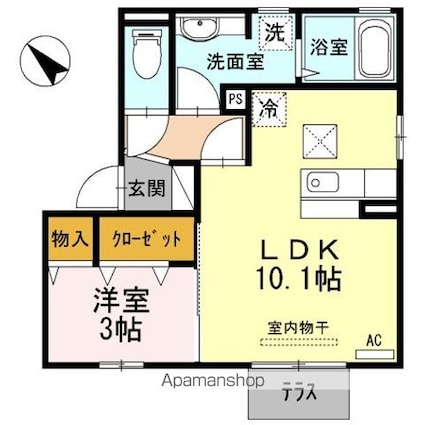 プラス平原[1LDK/36.29m2]の間取図