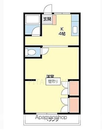 ユニオンハイツ松江[1LDK/36.45m2]の間取図