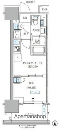 パークアクシス西大島コンフォートスクエア[1DK/25.35m2]の間取図