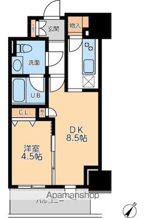 東京都渋谷区幡ヶ谷２丁目[1DK/33.4m2]の間取図