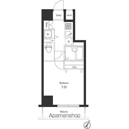 ヴェルト柿の木坂[1K/23.95m2]の間取図
