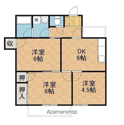 ハイツウイング金子[2DK/43m2]の間取図
