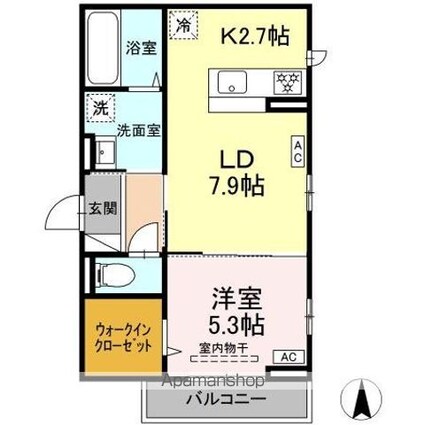ＤーＲＯＯＭ小田原２丁目Ｂ[1LDK/41.7m2]の間取図