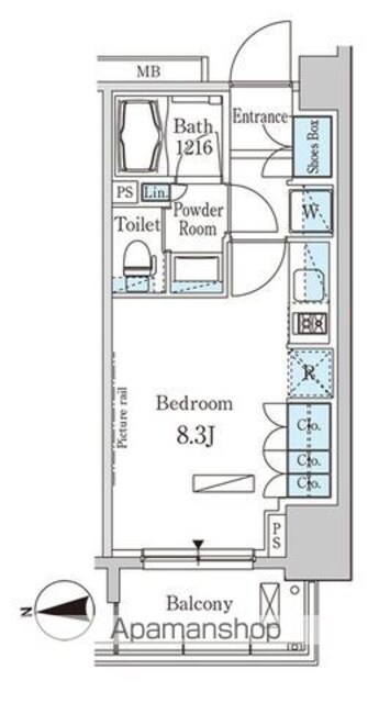 パークアクシス木場[1K/25.02m2]の間取図