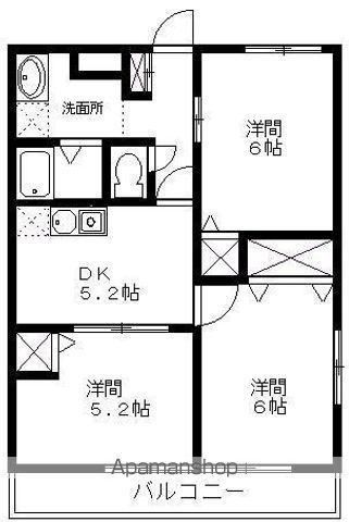 小倉ハイツC棟2階の間取り写真