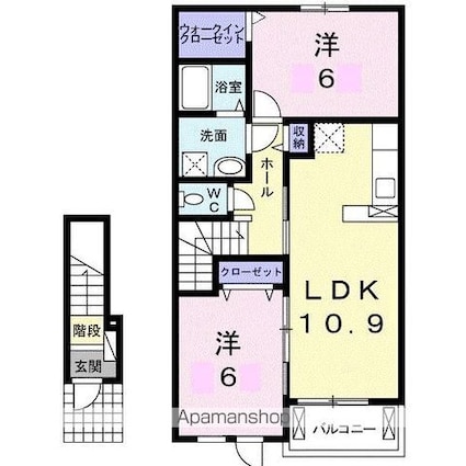 クラール鬼無　Ａ[2LDK/57.21m2]の間取図
