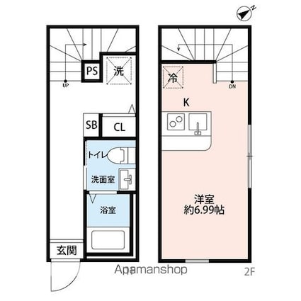 Ｓーｈａｒｂａｒ　Ｌａｇｏｏｎ上永谷[1R/26.89m2]の間取図