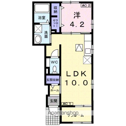 岐阜県岐阜市宇佐南１丁目[1LDK/41.48m2]の間取図