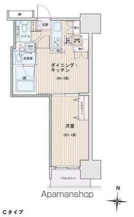 エスティメゾン錦糸町Ⅱ[1DK/40m2]の間取図