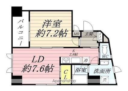 ププレＭＩＹＡ八丁堀[1LDK/41.14m2]の間取図