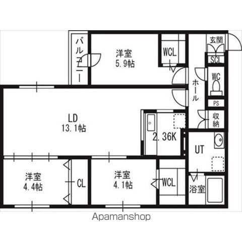 アルファスクエア北12西3の間取り写真