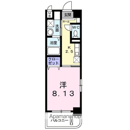 サニーソレイユ南蔵王[1K/29.47m2]の間取図