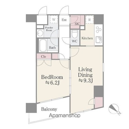 ステラメゾン茗荷谷[1LDK/45.58m2]の間取図