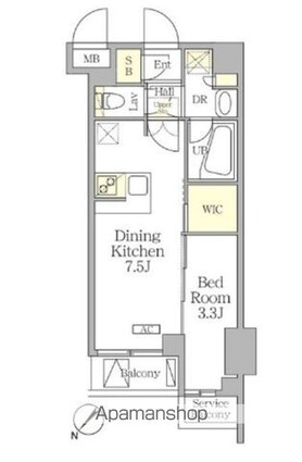 アジールコート池尻大橋[1DK/27.46m2]の間取図