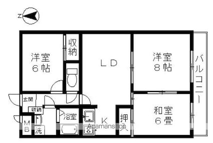 カメリアガーデン[3LDK/65m2]の間取図