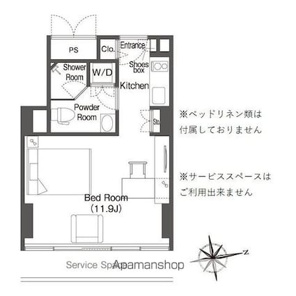 ウエリスアーバン品川タワー[1R/28.31m2]の間取図
