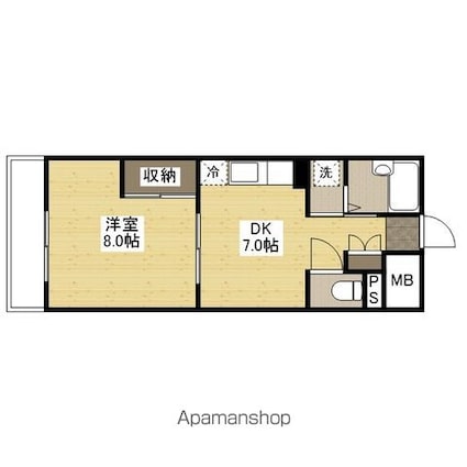 スライブ皆実[1DK/36m2]の間取図