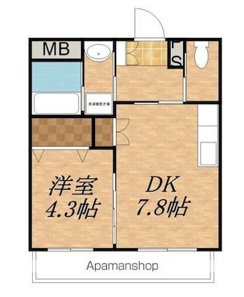 ブレインミヤダ[1DK/31.75m2]の間取図