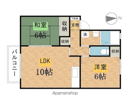 ダイヤモンドダスト[2LDK/53.72m2]の間取図