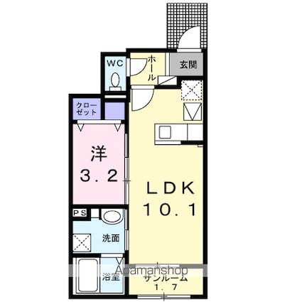 メゾン・ダンダン[1LDK/36.29m2]の間取図