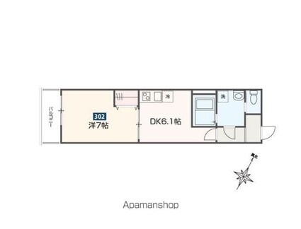 ＭＥＬＤＩＡ福生Ⅲ[1DK/32.97m2]の間取図
