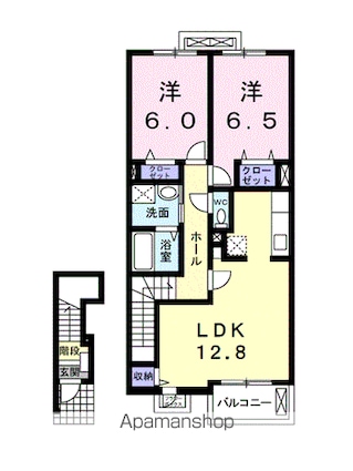 マンダリン　フルールⅠ[2LDK/62.58m2]の間取図