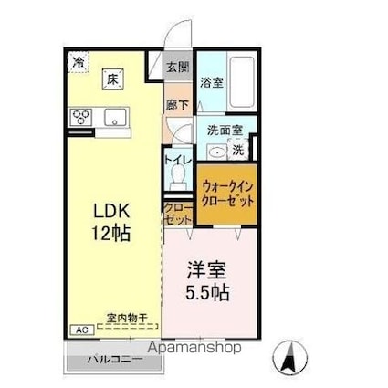 東京都立川市砂川町８丁目[1LDK/45m2]の間取図