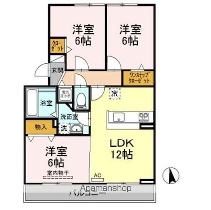 ウィステリア太田[3LDK/67.28m2]の間取図