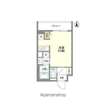 パルムクレスト武蔵小山　サウス棟[1R/22.51m2]の間取図