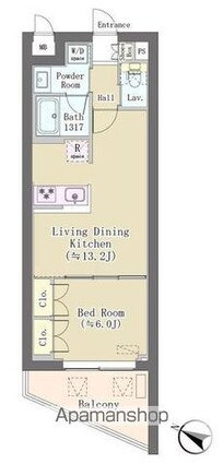 バルム下馬[1LDK/44.94m2]の間取図