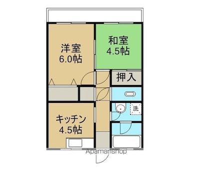 溝口アパート[2K/38.3m2]の間取図