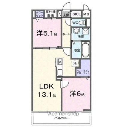 コレッソ・ｍ[2LDK/55.17m2]の間取図